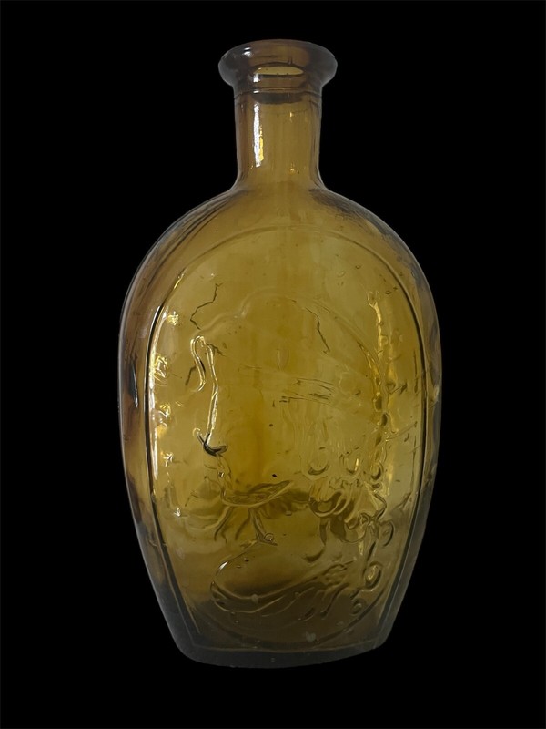 Vintage Lestoil Gold Lady Liberty and Eagle Bottle