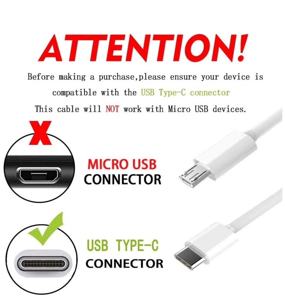 Fast Wall + Charger USB Type C 4Ft Cable For Samsung Galaxy A01 A21 A51 A71 Bk - Image 2 of 3