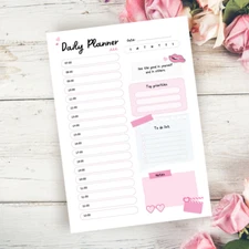 Cute Daily Planner  | Undated Hourly Schedule To-Do List | Aesthetic Organize