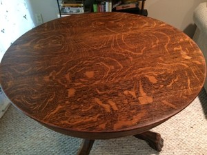 Antique Claw Foot Tiger Oak Dining Table With Glass Top 40