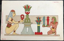 Egyptian Tomb Art Postcard; D Auria; Artist Poliaroli; Woman Decorating; Flowers