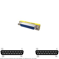 Adapter D-Sub Parallel Serial DB 25 Pin DB25 Female Coupler Mini Gender Changer