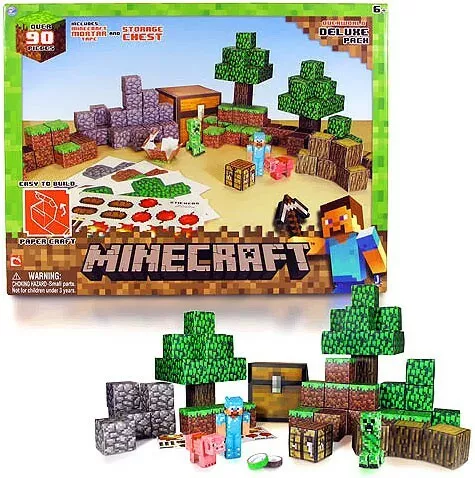 Minecraft: Overworld Deluxe Pack Papercraft Toy Review, Jazwares 