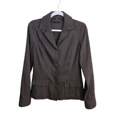 Elie Tahari Designer Linen Blend Cocoa Brown Blazer Size M
