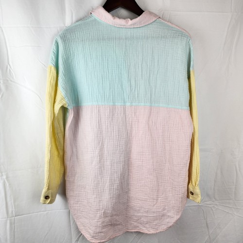 Simply Southern Colorblock con bottoni donna taglia S/M cotone garza pastello ghiaccio - Foto 8 di 10