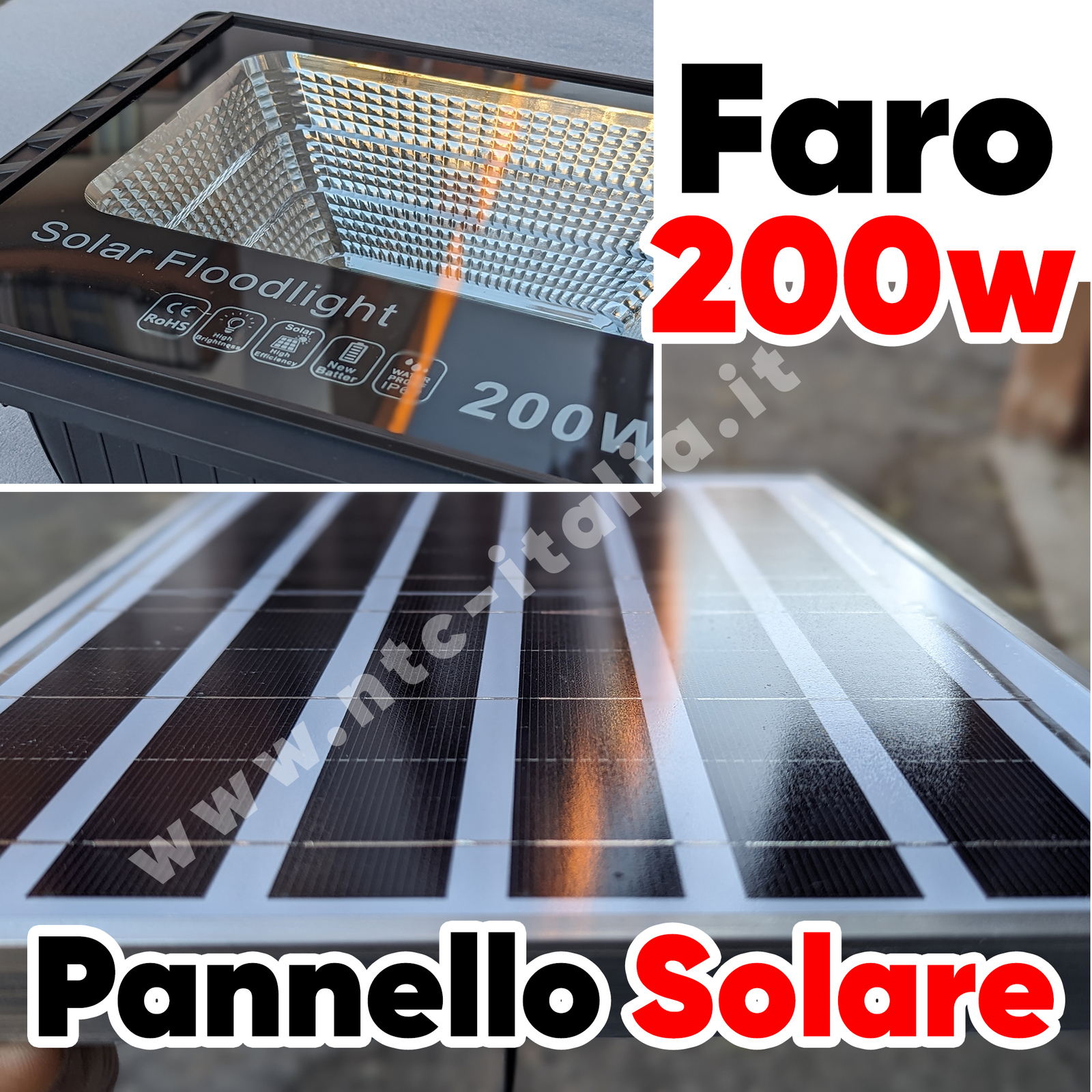 Faro Solare LED 200W Esterno Impermeabile | Pannello + Telecomando