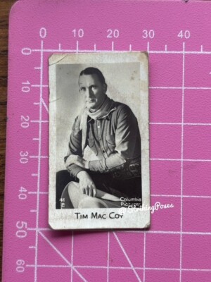 Vintage 1920s Film Actor Tim Maccoy tiny 4.5x2.5'' trade card star movie 7/6