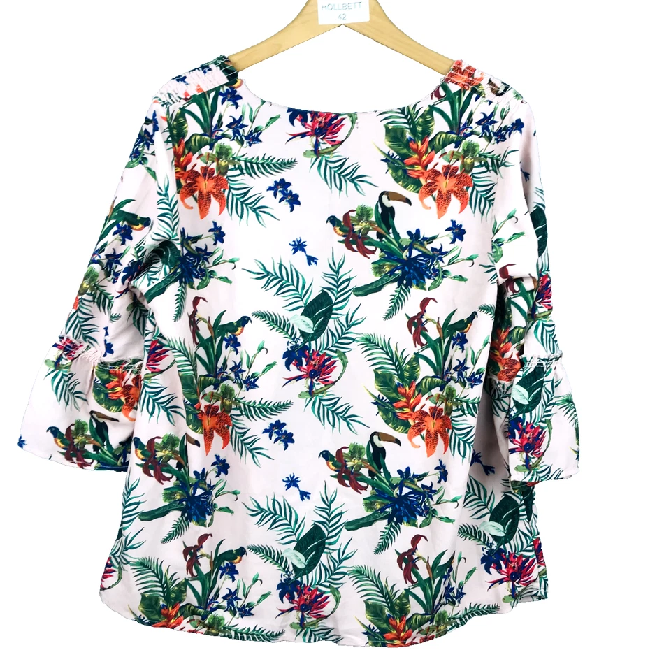 Kiabi Blouse rose taille 48 motifs multicouleurs oiseaux top haut dames ladies - Photo 3/4