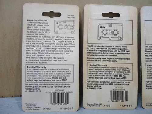 AT&T Microcassette NOS Lot of Four w/ Head Cleaner 60 minute Audio New Old Stock - Picture 7 of 10