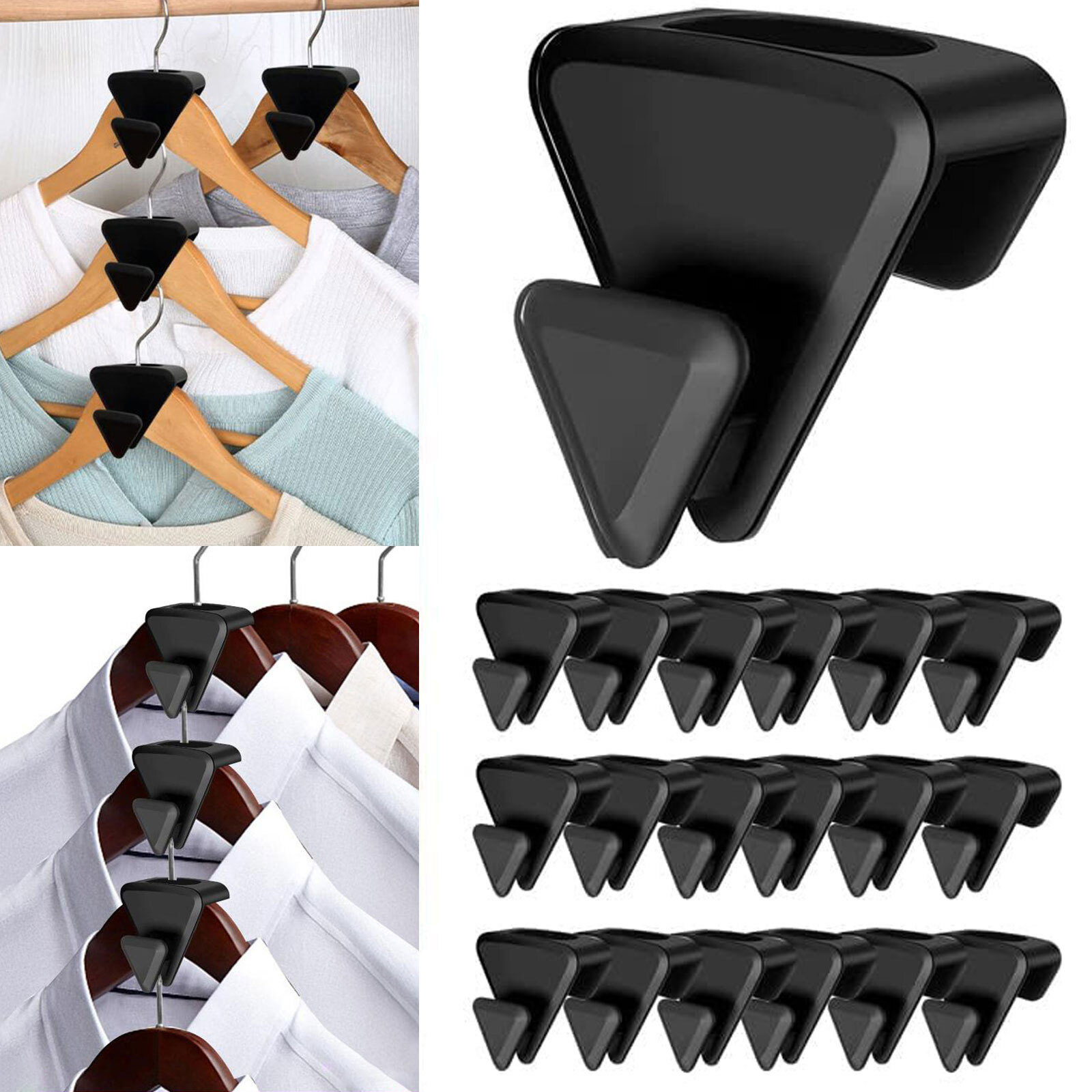 10/100PCS Triple Organizer Triangles Connector Hooks Clothes Hanger
