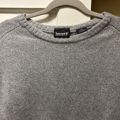 Timberland Size M Mens 100% Merino Wool Grey Crew Neck Sweater
