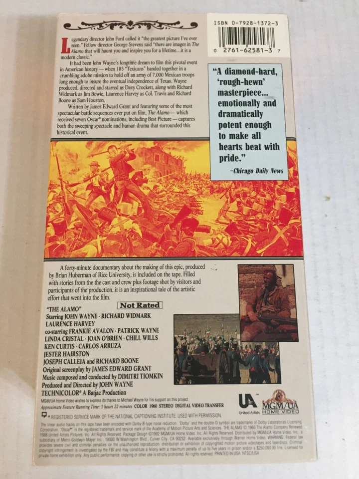 Набор из 2 видеокассет Alamo John Wayne VHS доставка в тот же день с отслеживанием - Изображение 2 из 2