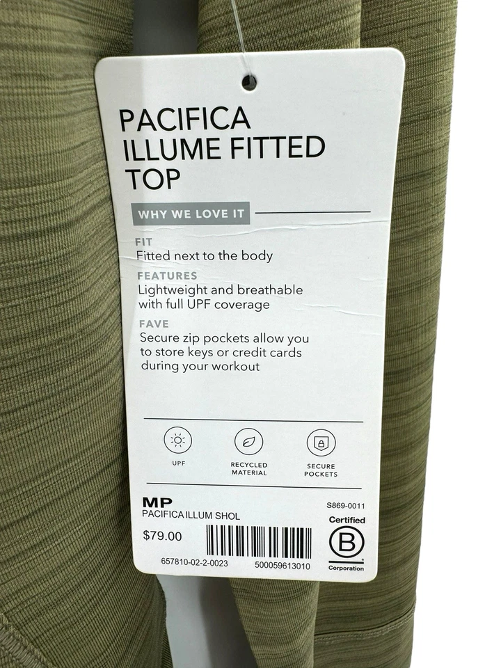 New Athleta Pacifica Illume UPF Fitted Top Long Sleeve Swim Shirt Medium Petite - Image 4 of 4