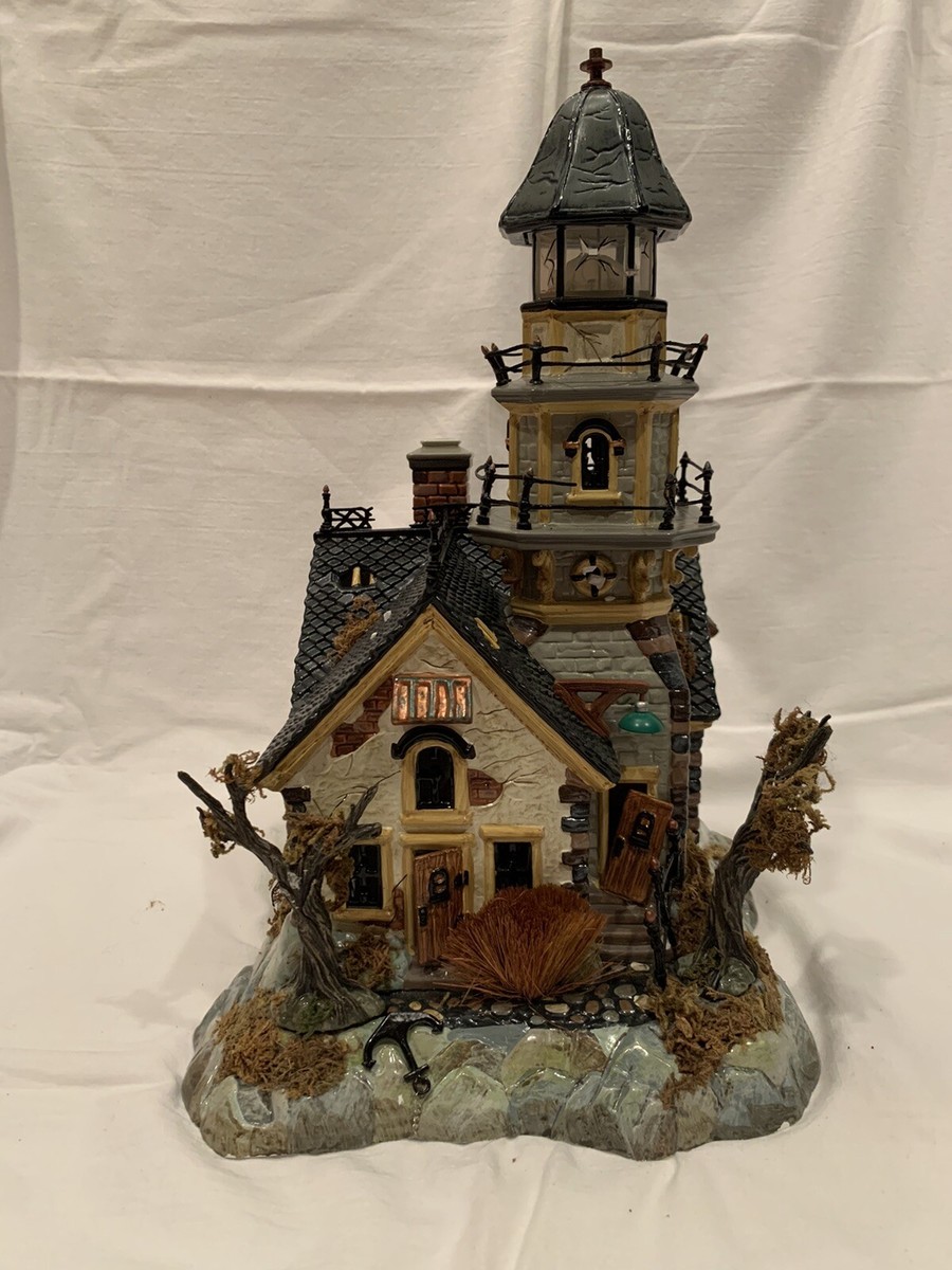 Dept 56 Snow Village Halloween SHIPWRECK LIGHTHOUSE w/Flying Ghost  display picture 1