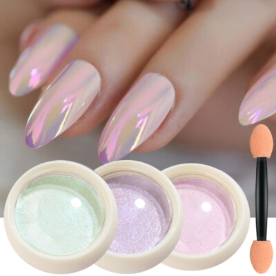 Magischer Neon-Nagelstaub Aurora-Glitzer Festes Nagelpulver Chrom-Pigment #/ C8