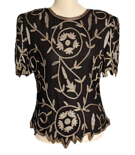 Chemisier En Soie Laurence Kazar Des Années 80 - Taille XL - Occasion En Très Bon état