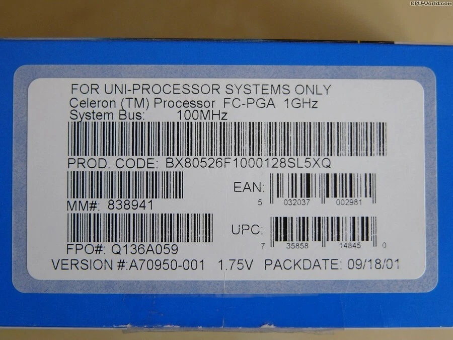 Brand New SEALED Intel SL5XQ Socket 370 with Cooling Fan - Image 2 of 3