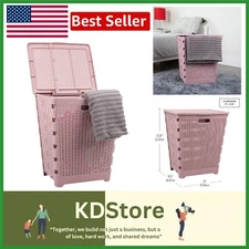 Durable and Lightweight 61L Laundry Basket with Lid - Space-Saving Elegance