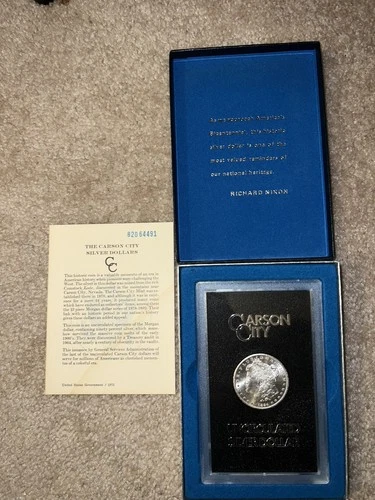 1884-CC MORGAN CARSON CITY UNCIRCULATED SILVER DOLLAR IN GSA HOLDER & COA