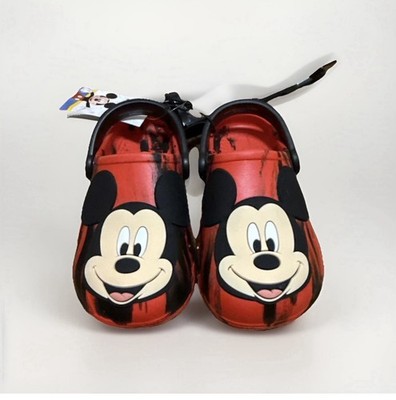 Disney Mickey Mouse Boys Shoes Size 7-8 Clogs Red and Black Slip On New 