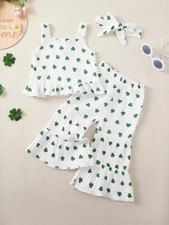 Shamrock Print Ruffle Set with Headband