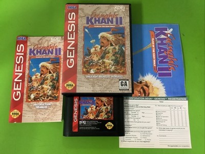 Genghis Khan II: Clan of the Gray Wolf (Genesis) Cib Manual Reg Card Poster D