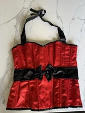 DAISY CORSETS REDDISH ORANGE AND BLACK CORSET TOP SIZE XL