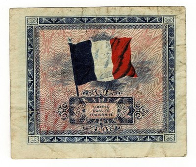 France 2 Francs 1944 P-114 WWII Allied Military Currency Small