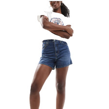 Levis Women's High Waisted Mom Shorts, Dark Blue, 33