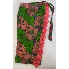 African Wax Print Ankara Floral Wrap Skirt Gems Size Womens Medium/Large 