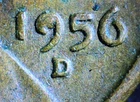 1956 D Lincoln Wheat Cent Die Chip 9 of date XF/AU Die Break Error Penny EF