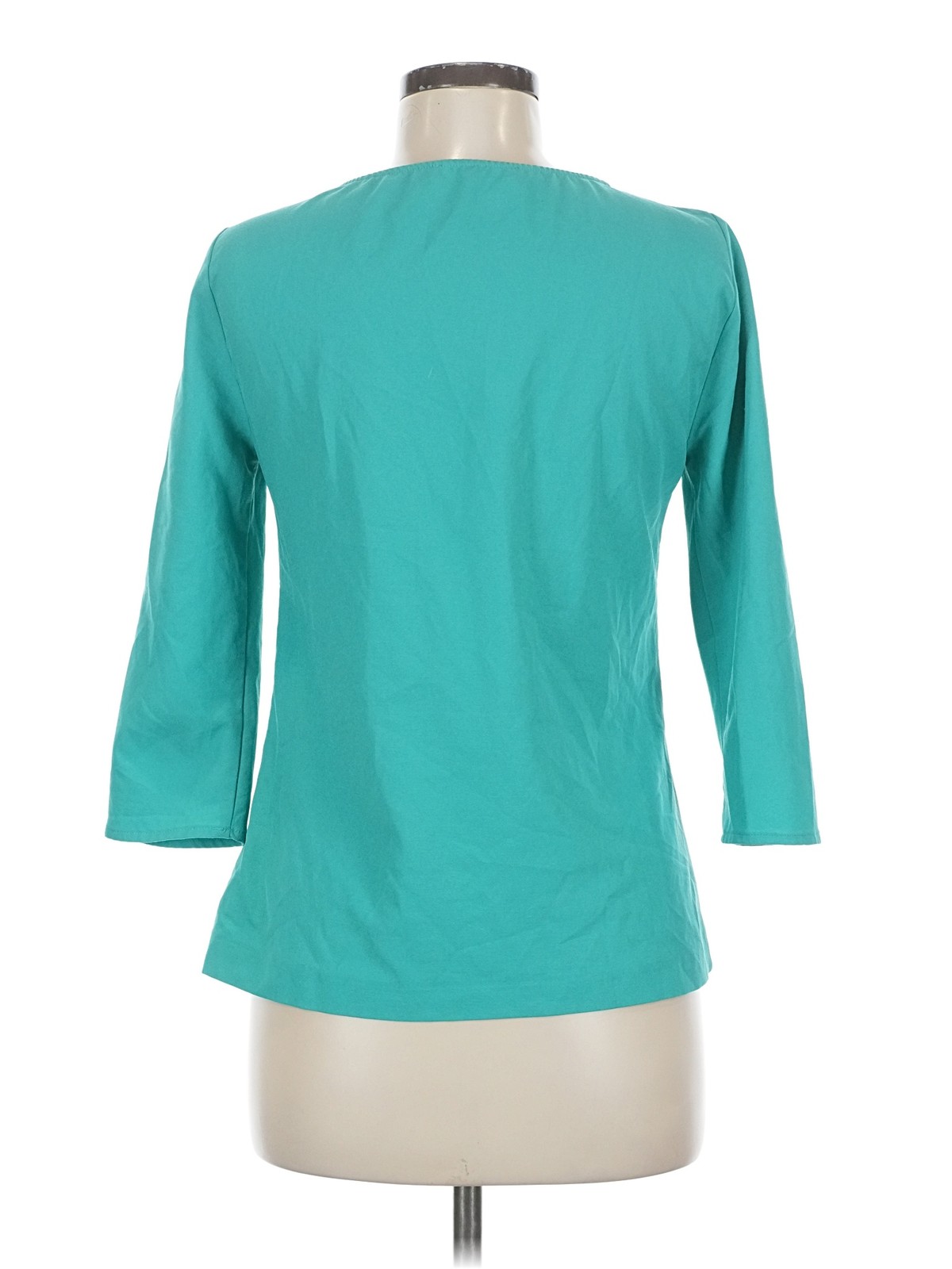 Zara Basic Women Green 3/4 Sleeve Top M thumbnail 2
