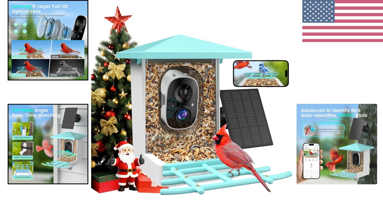 Smart Bird Feeder with AI Camera, 2K HD Videos & Solar Power - Gift for Bird ...