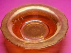 Normandie Bouquet Lattice Marigold Carnival Glass Dessert Bowl 5"