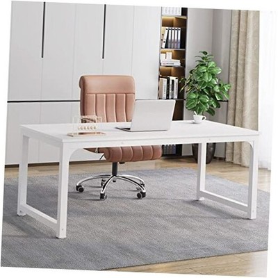  Modern Computer Desk, 63 x 31.5 inch Large Executive Office 63*31.5 inch White