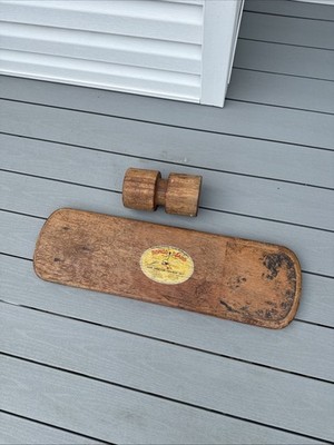 Original Bongo Board 32Inch Antique  1950/60 Board And Wheel Roller Wood Nice