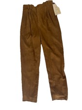 Vtg Vakko Brown Genuine Suede Leather High Rise Pants 1980  s 90  s Sz 10 B497