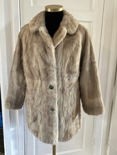 Vintage Real Mink Fur Coat Beige Pearl Blonde M / L