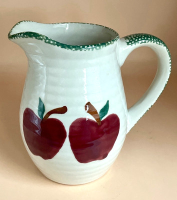 Apple Theme Water Pitcher with Green Sponge Trim Design  32 Oz.