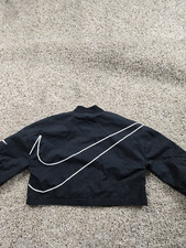 Nike Big Kids Woven Bomber Jacket Girls Medium Black Full Zip DV3253-010