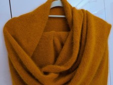 Beautiful hand- knitted pumpkin big scarf, 80 angora, Italy       