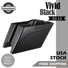 Advan Vivid Black Dual Cutout Stretched Saddlebag Bottoms Fits 1993-2013 Harley