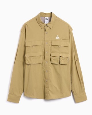$135 Nike ACG Orb Weaver Dri-Fit ADV UV Button-Up Shirt Beige Mens