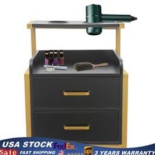 Salon Station Barber Beauty Spa Storage Cabinet with 2 Drawers Hair Dryer Hold