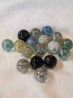 Lot of 17- Vintage Handmade Milk Glass Confetti Glitterbomb Speckle Marbles