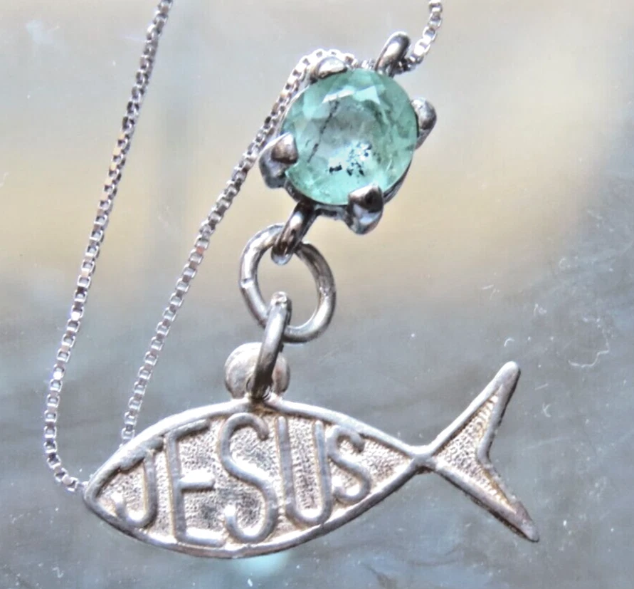 Collana con smeraldo colombiano - argento 925 JESUS - Immagine 4 di 4