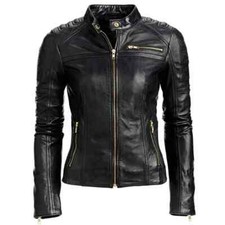 Women's Jacket Genuine Lambskin Leather Slim fit Biker Designer Jacket
