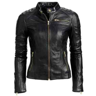 Women's Jacket Genuine Lambskin Leather Slim fit Biker Designer Jacket