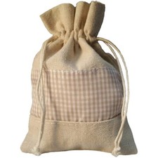 10 pz sacchetto country avorio con quadretti 10xh14 cm x bomboniere porta confet