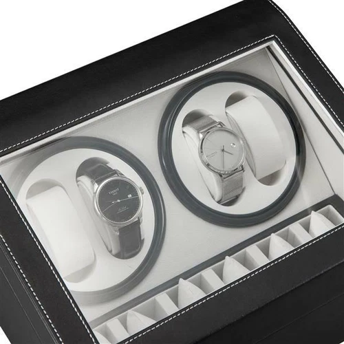 Leather Watch Winder Storage Auto Display Case Box 4 6 Automatic Rotation - Picture 7 of 11
